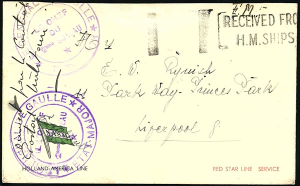 Lettre en provenance de l'expédition de Dakar septembre 1940