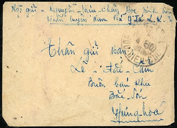 Lettre du Vietminh affranchie à 5 hao pour valoir 5 dong octobre 1948