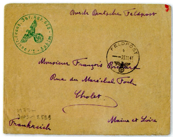 lettre LVF avec cachet du 638e régiment