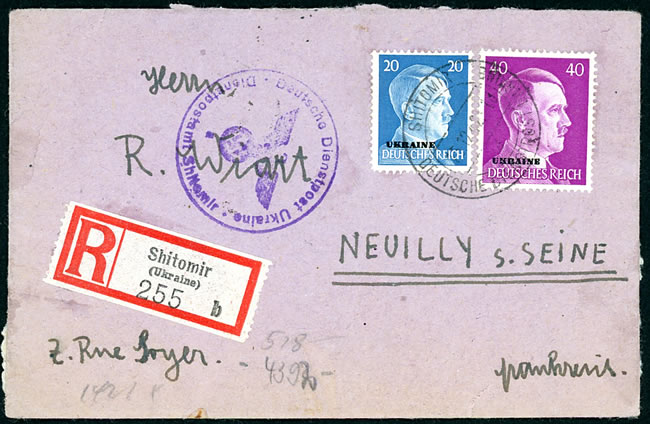 Lettre recommandéd d'Ukraine pour Neuilly 1942