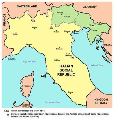 Carte de la République Sociale Italienne