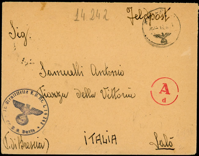 Lettre d'un italien pro-mussolinien à Paris juillet 1944