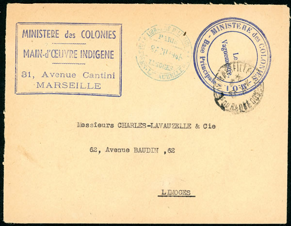 Main d'Ouvre Indigène dépendant du Ministère des Colonies 1945