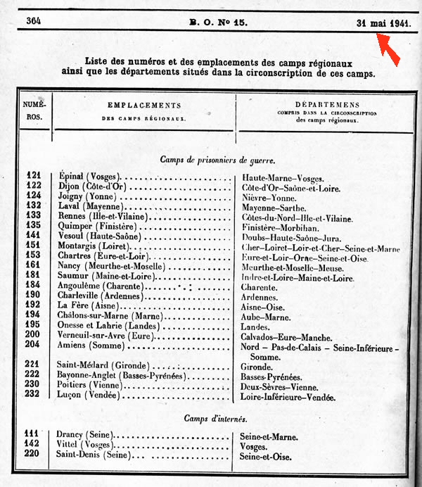 Liste de camps en France