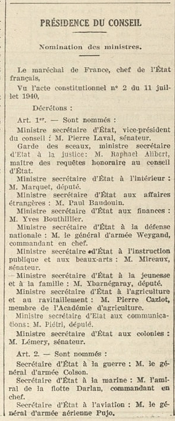Gouvernement Laval 1940
