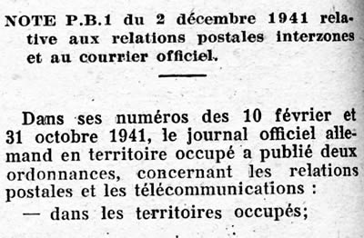 Textes courrier interzone décembre 1941 :
