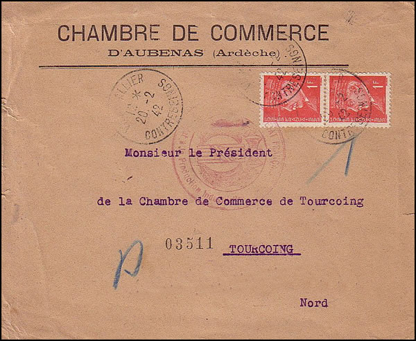courrier commercial sud-nord via Vichy Contreseings