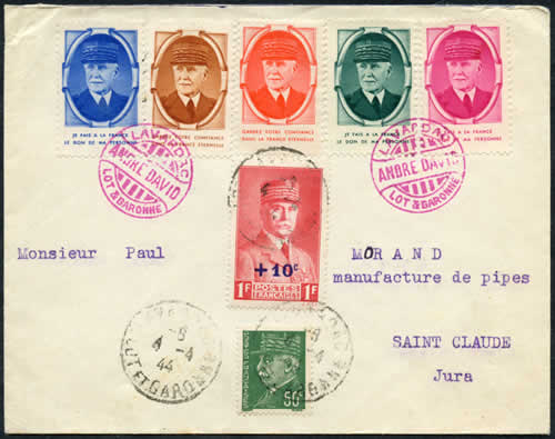 Vignettes Pétain sur lettre
