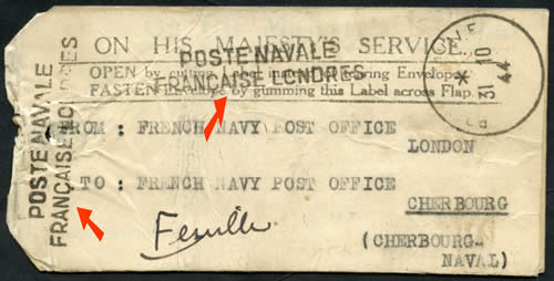 Etiquette de sac postal de la Poste navale de Londres