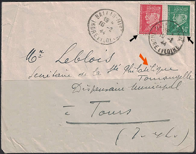 Lettre avec timbre Pétain république (montage)