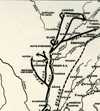 Itinéraire du 2ème Corps d'Armée jusqu'aux Vosges