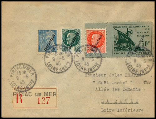 Griffe Libération sur timbres 