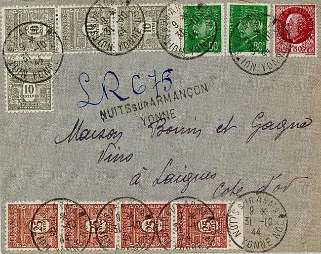 Dernier jour d'utilisation conjointe des timbres Pétain et Arc de Triomphe