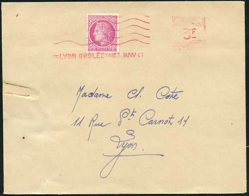EMA 3/1/47 avec timbre complémentaire