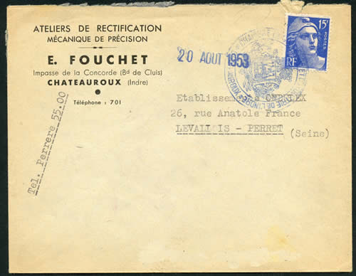 Grèves de 1953 lettre = de Chateau roux pour levallois