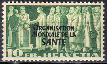 timbre suisse avec surcharge OMS