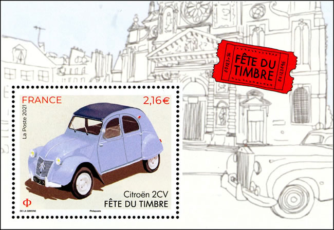 BF Journée du timbre 2CV du film Le Corniaud