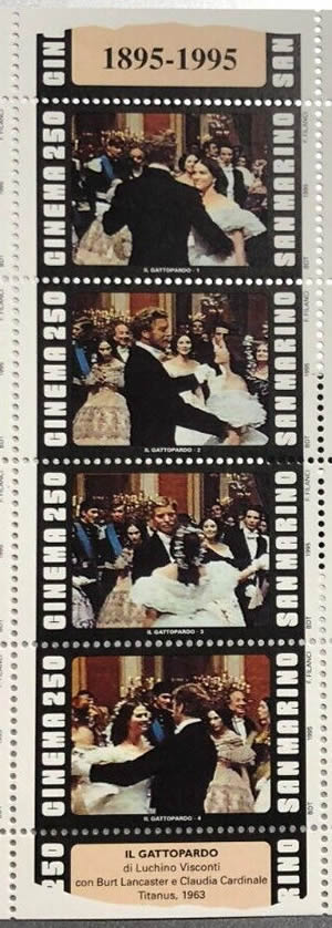 Film le Guepard bande de timbres de Saint-Marin