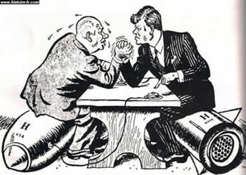 Caricature du bras de fer kennedy Khroutschev