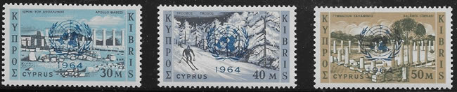 Timbres Chypre surchargés ONU 1964