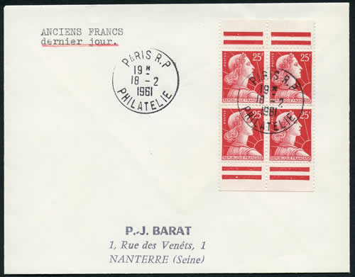 Dernier jour de vente des timbres en anciens francs