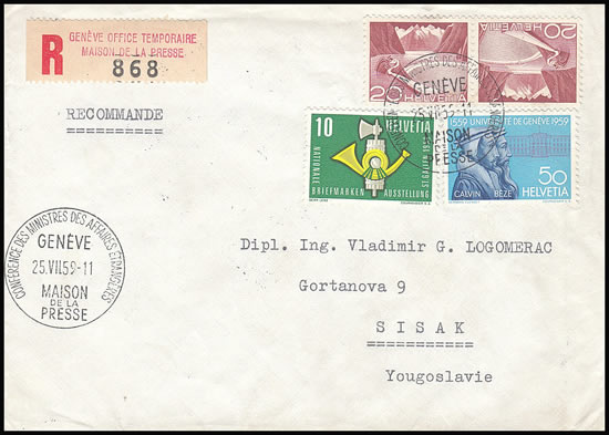 Lettre recommandée Conférence de Genève juillet 1959