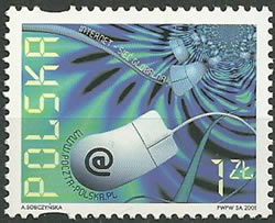 Souris d'ordinateur timbre de Pologne