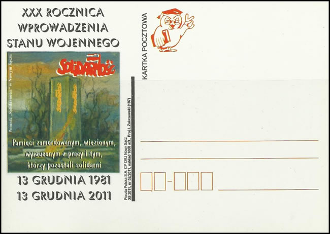 Carte postale 30e anni état de guerre en Pologne