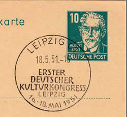oblitération temporaire 1er congrès allemand de la Culture à Leipzig 1951