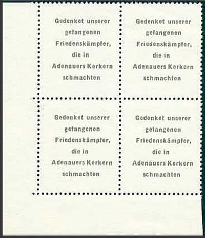 Bloc de 4 du timbre de propagande Adenauer Marke