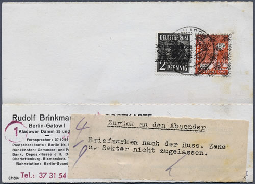 Lettre affranchie avec timbres surchargés cors de poste refoulée