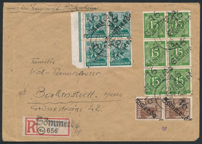 Lettre recommandée avec différents timbres surchargés bezirk