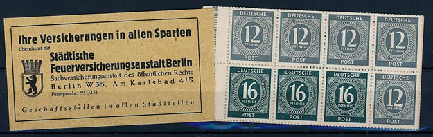 Panneau mixte du carnet de timbres du Kontrollrat