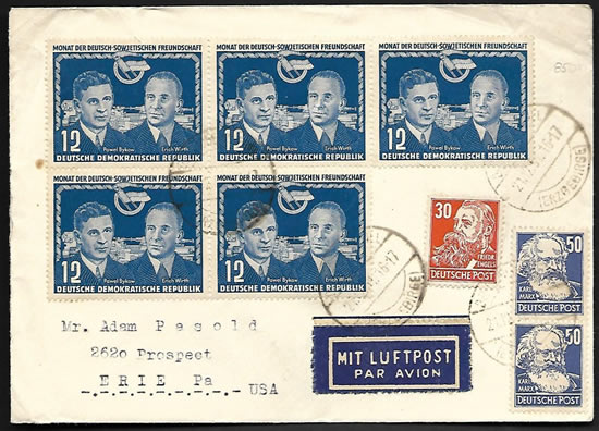 lettre affranchie avec timbres amitié germano-soviétaique