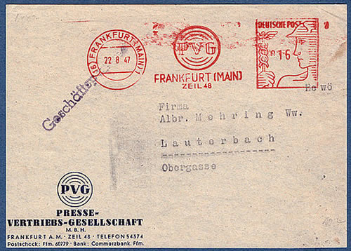 EMA Postalia type Mercure utilisée à Frankfurt