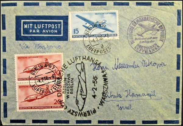1er vol Berlin-Varsovie-Berlin par la Lufthansa(DDR)