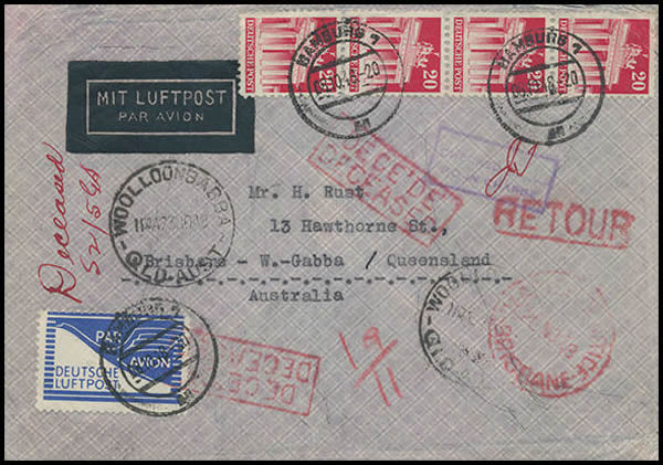 Courrier commercial par avion pour l'Australie octobre 1948