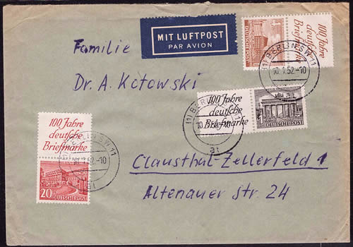 Lettre au départ de Berlin sans timbre taxe