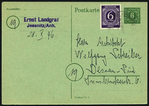 Entier postal du mecklemburg 1945