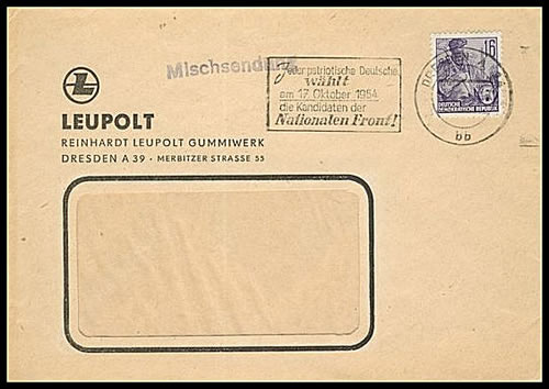 OmEC front National 1954 DDR sur lettre