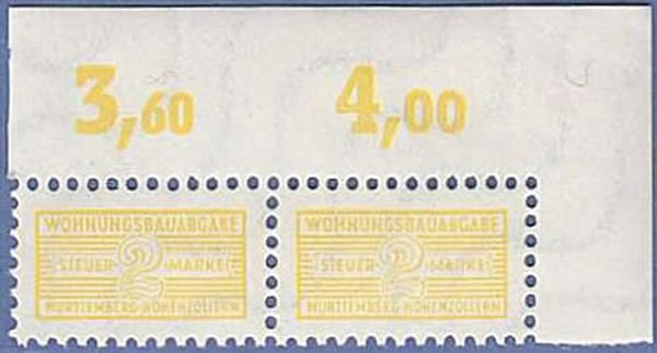 Paire bord de feuille de la vignette jaune du Würtemberg