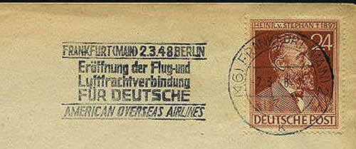 Premier courrier aérien de Frankfort vers Berlin