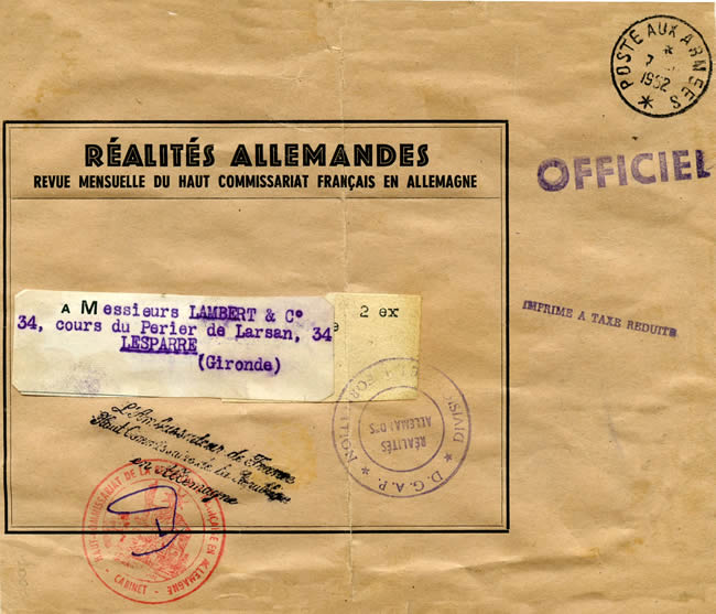 Emballage de la revue Réalités Allemandes 1952