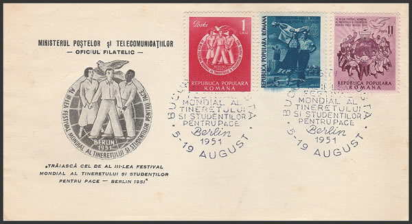 Roumanie Propagande pour les jeux de Berlin 1951