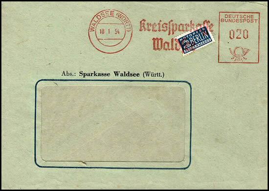 lettre du Wurtemberg affranchie avec EMA sur timbre Notopfer