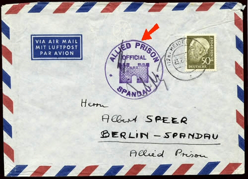 Lettre pour Albert Speer à la prison de Spandau