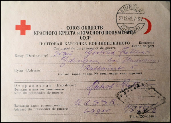 formulaires prisonniers en URSS