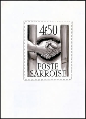 Projet de timbre-poste avec légende "POSTE SARROISE"
