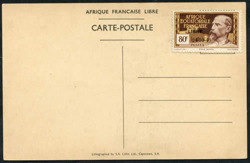 carte arrivée du général de Gaulle à Brazzaville