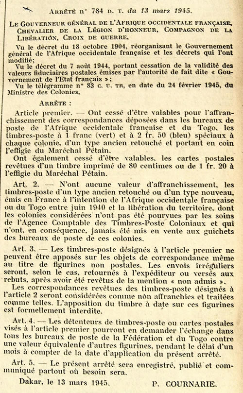démonétisation timbres Pétain